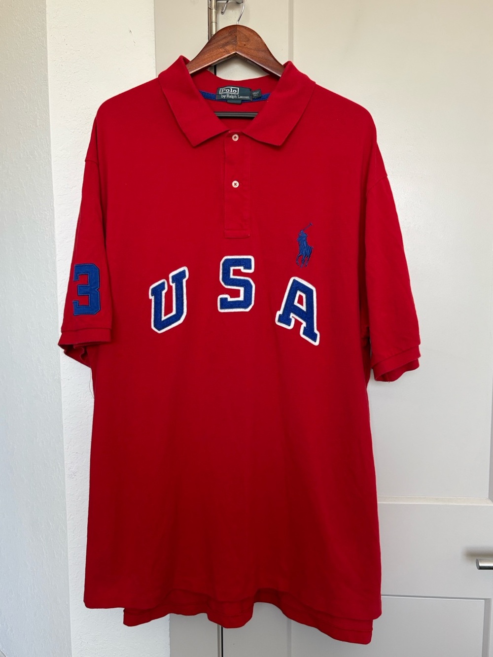 POLO RALPH LAUREN BIG PONY USA RED POLO MENS 3XLT